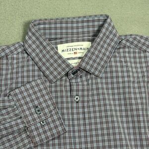 Mizzen+Main Leeward Shirt Mens Extra Large Trim Fit Slim Stretch Made In USA